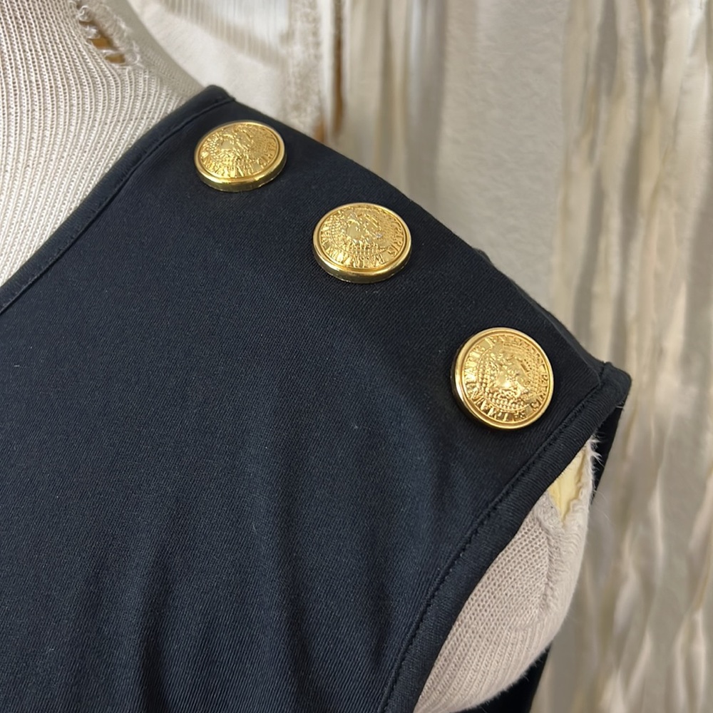 Balmain Black and Gold Tank with Button Detail at Shoulder Size 40 - Picture 2 of 10